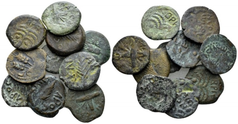 Judaea, Uncertain Lot of 10 Bronzes I cent, Æ 20mm., 22.19g. Lot of 10 Bronzes....