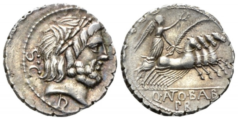 Q. Antonius Balbus. Denarius serratus 83-82, AR 18.5mm., 3.76g. Laureate head of...