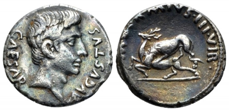 Octavian as Augustus, 27 BC – 14 AD Denarius circa 19 BC, AR 20mm., 3.75g. Bare ...