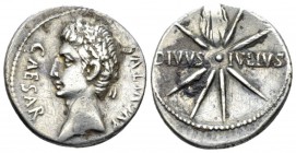 Octavian as Augustus, 27 BC – 14 AD Denarius Caesaraugusta circa 19-18 BC, AR 20mm., 3.76g. Oak-wreathed head l. Rev. Eight-rayed comet with tail upwa...