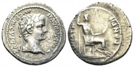 Tiberius, 14-37 Denarius Lugdunum circa 14-37, AR 21mm., 3.53g. Laureate head r. Rev. Pax-Livia figure seated r., holding sceptre in r. hand and branc...