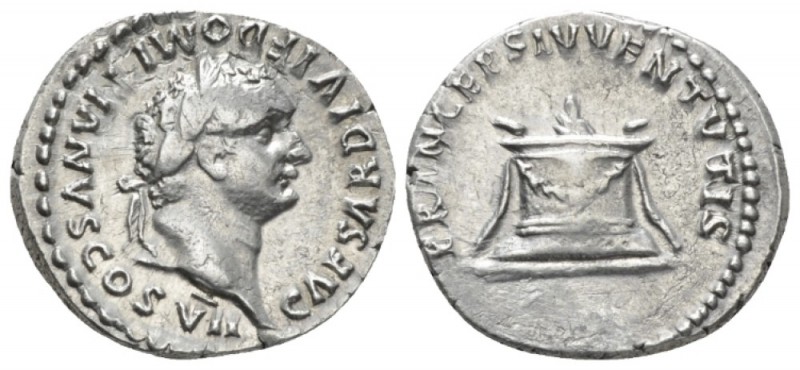 Domitian Cesar, 69 – 81. Denarius circa 80-81, AR 18mm., 3.52g. Laureate and bea...