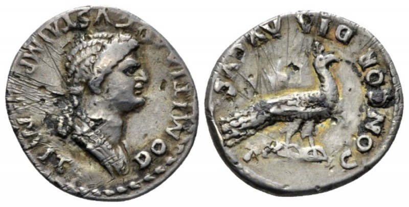 Domitia, wife of Domitian Denarius fouree circa 82-83, AR 18mm., 2.71g. Draped b...