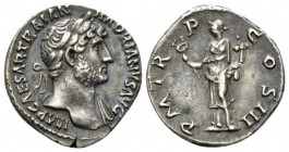 Hadrian, 117-138 Denarius circa 119-122, AR 18mm., 3.44g. Laureate bust r., with drapery on l. shoulder. Rev. Fortuna standing l., holding caduceus in...