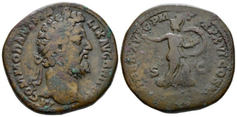 Commodus, 177-192 Sestertius circa 190, Æ 32mm., 27.02g. Laureate head r. Rev. M...