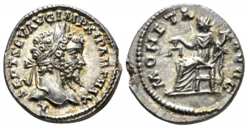 Septimius Severus, 193-211 Denarius 198 or 199-200, AR 19mm., 4.30g. Laureate he...