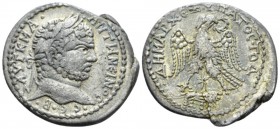Caracalla, 198-217 Tetradrachm Coele circa 215-217, AR 29.5mm., 11.73g. Laureate head r. Rev. Eagle standing facing, head and tail r., with spread win...