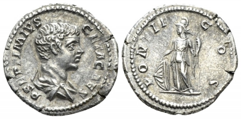 Geta as Caesar, 198-209. Denarius circa 205-208, AR 19.5mm., 3.16g. P SEPTIMIVS ...