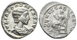 Julia Soemias, mother of Elagabalus Denarius circa 220-222, AR 19mm., 3.33g. Julia Soemias, mother of Elagabalus. circa 220-222, AR 18mm, 3.33g. Drape...