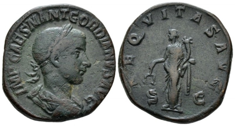 Gordian III, 238-244 Sestertius circa 239-240, Æ 30mm., 20.56g. Laureate, draped...