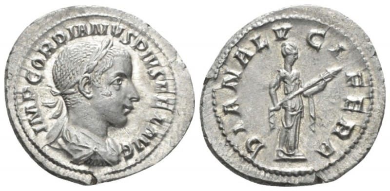 Gordian III, 238-244 Denarius circa 240, AR 22mm., 3.13g. Laureate, draped and c...