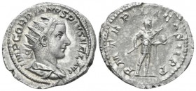 Gordian III, 238-244 Antoninianus 241-243, AR 23.5mm., 4.91g. IMP GORDIANVS PIVS FEL AVG Radiate and draped bust r. Rev. The Emperor in military dress...
