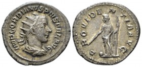 Gordian III, 238-244 Antoninianus circa 243-244, AR 21mm., 4.47g. Radiate, draped and cuirassed bust r., Rev. Providentia standing l., holding wand ov...