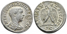 Philip II, 247-249 Tetradrachm Antioch (Seleucis and Pieria) circa 244, AR 27mm., 11.03g. Bareheaded, draped, and cuirassed bust r. Rev. Eagle standin...