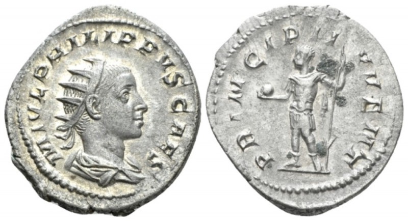 Philip II Caesar, 244-247. Antoninianus circa 245, AR 22.5mm., 3.50g. Radiate, d...