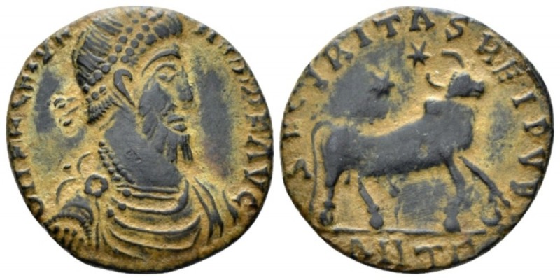 Julian II, 360-363 Follis Antioch circa 361-363, Æ 24mm., 6.84g. Pearl-diademed,...