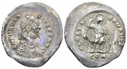 Theodosius II, 402-450 Light Miliarense Thessalonica circa 423-450, AR 23mm., 4.92g. D N THEODOSIVS P F AVG Diademed, draped and cuirassed bust right....