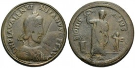 Valentinian III, 425-455 Æ Contorniate. Rome, Late IV Cent. D N PLA VALENTINIANVS AVG Diademed, draped and cuirassed bust r. Rev. BONIFATIVS Large fig...