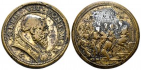 Rome, Clemente VII, 1523-1534. Medal circa 1530, Æ 37mm., 31.03g. Opus Giovanni Bernardi. Per il rientro dei Medici a Firenze con l' aiuto di Carlo V ...
