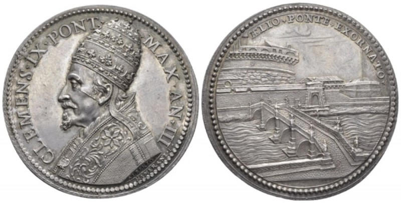 Rome, Clemente IX, 1667-1669. Medaglia anno III – (1669), AR 35.9mm., 42g. Medag...