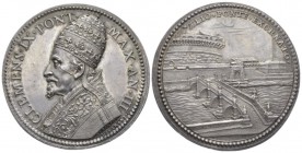 Rome, Clemente IX, 1667-1669. Medaglia anno III – (1669), AR 35.9mm., 42g. Medaglia per la sistemazione di Ponte Sant’Angelo (opus: Alberto Hamerani)....