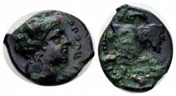 Campania, Neapolis Bronze circa 320-300, Æ 17.5mm., 3.18g. Laureate head of Apollo r. Rev. Forepart of man-headed bull r. Historia Numorum Italy 575. ...