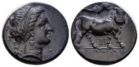 Campania, Neapolis Didrachm circa 300-275, AR 19mm., 7.36g. Female head r. Rev. Man-faced bull r.; above, Nike crowing him. Sambon 462. Historia Numor...