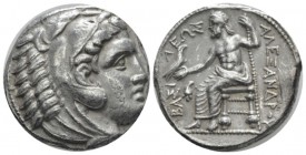Kingdom of Macedon, Alexander III, 336 – 323 Amphipolis Tetradrachm circa 323-320, AR 26mm., 17.01g. Head of Heracles r., wearing lion-skin headdress....