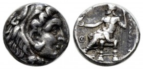 Kingdom of Macedon, Alexander III, 336 – 323 Ecbatana Hemidrachm circa 311-295, AR 12mm., 2.05g. Head of Heracles r., wearing lion-skin headdress. Rev...
