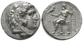Kingdom of Macedon, Philip III Arridaeus, 323-317 Sidon Tetradrachm circa 322-321, AR 26mm., 16.94g. Head of Heracles r., wearing lion-skin headdress....