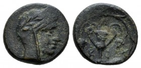 Bithynia, Cius Bronze circa 330-300, Æ 12mm., 1.31g. Head of Mithras r., wearing laureate tiara. Rev. Kantharos with two grapes vine. SNG Copenhagen –...