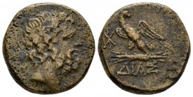 Bithynia, Dia Bronze circa 85-65, Æ 22mm., 8.55g. Laureate head of Zeus r. Rev. Eagle standing l. on thunderbolt; in fields, two monograms. SNG von Au...