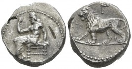 The Seleucid Kings, Seleucus I Nicator, 312- 281 BC Babylon Stater circa 321-315, AR 23mm., 15.91g. Baal seated l., holding sceptre and l. hand on thr...