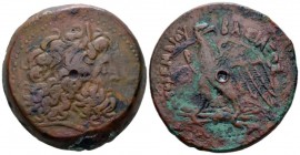 The Ptolemies, Ptolemy IV Philopator, 222-205/4. Alexandria Bronze circa 225-205, Æ 38mm., 47.28g. Diademed head of Zeus-Ammon r. Rev. Eagle with wing...