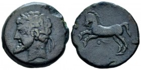 Kings of Numidia, Massinissa or Micipsa. 203-148 BC or 148-118 BC Kings of Numidia Unit circa 148-118, Æ 26.5mm., 12.10g. Laureate head l. Rev. Horse ...