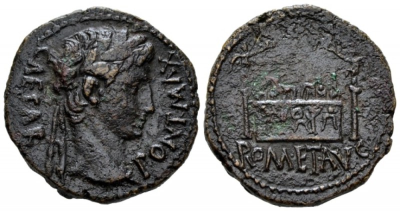 Octavian as Augustus, 27 BC – 14 AD As Auxiliary mint in Gaul circa 8 BC, Æ 26mm...