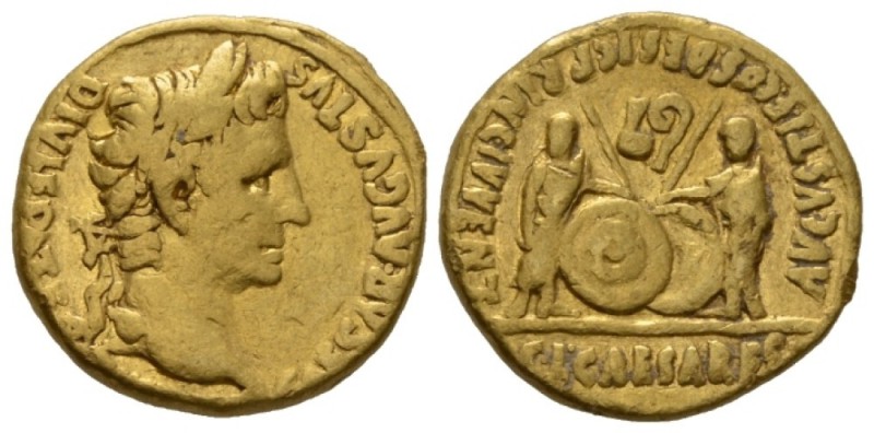 Octavian as Augustus, 27 BC – 14 AD Aureus circa 2 BC- 4 AD, AV 18mm., 7.94g. La...