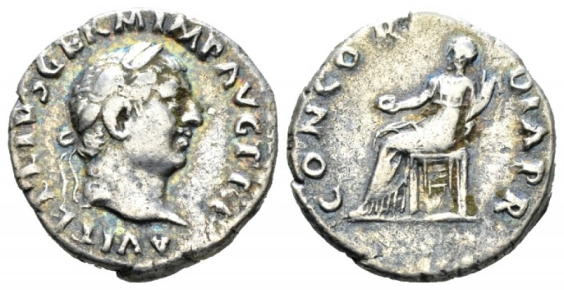 Vitellius, 69 Denarius circa late April 69-20 December 69, AR 18mm., 3.12g. Laur...