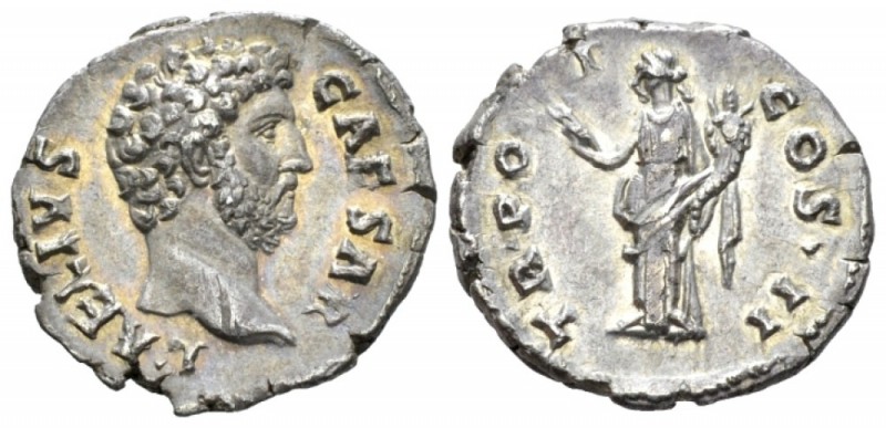 Aelius Caesar, 136-138 Denarius circa 137, AR 20mm., 3.17g. Bare head r. Rev. Fe...