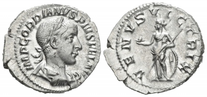 Gordian III, 238-244 Denarius circa 240, AR 22mm., 3.40g. Laureate, draped and c...