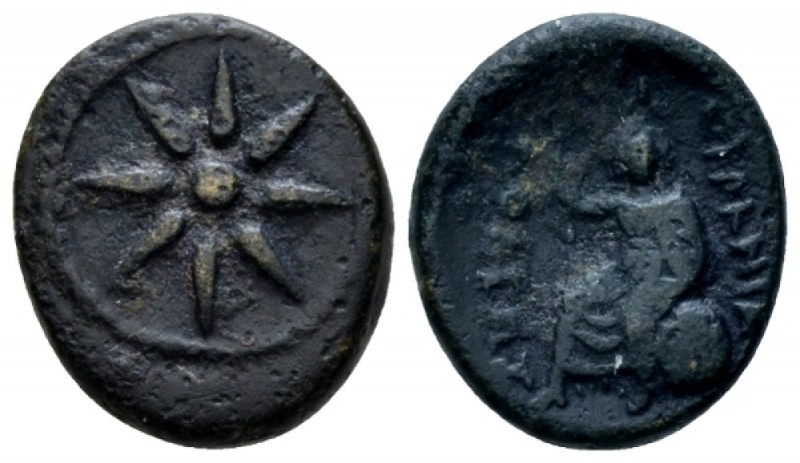 Macedonia, Uranopolis Bronze circa 300-290, Æ 14.5mm., 3.55g. Star of eight rays...