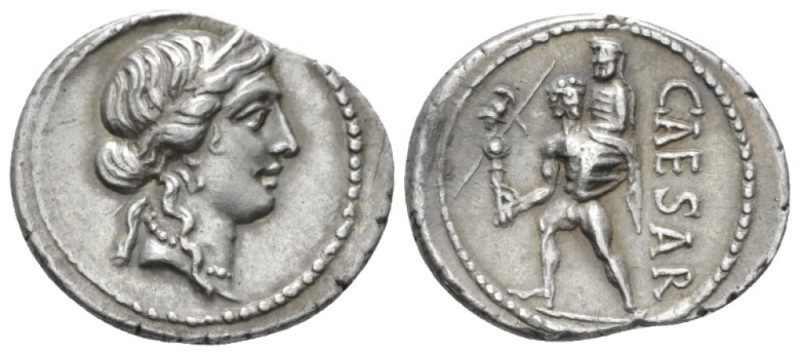 C. Iulius Caesar. Denarius Asia 48-47, AR 19.1mm., 3.82g. Diademed head of Venus...