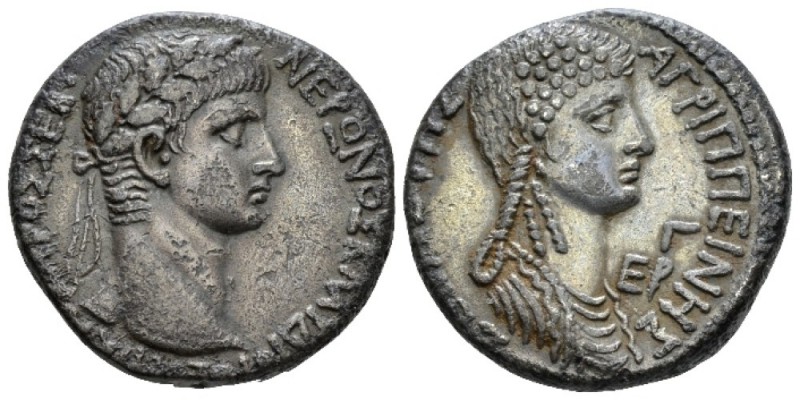 Nero, 54-68 Tetradrachm Antioch circa 56-57 (year 3), AR 24.7mm., 14.06g. Laurea...