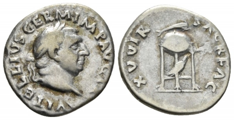 Vitellius, January – December 69. Denarius late April-December 69,, AR 18mm., 3....