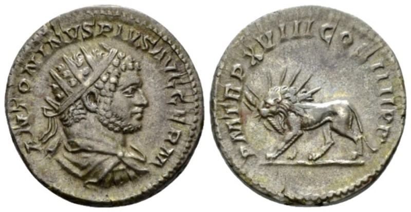 Caracalla, 198-217 Antoninianus circa 215, AR 22mm., 5.38g. Radiate, draped and ...