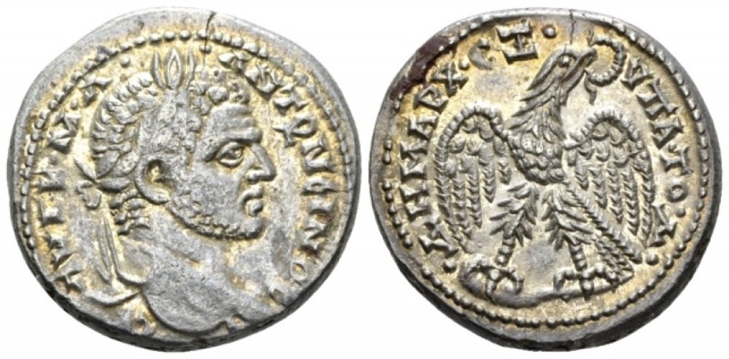 Caracalla, 198-217 Tetradrachm Aradus circa 215-217, AR 25mm., 14.25g. Laureate ...