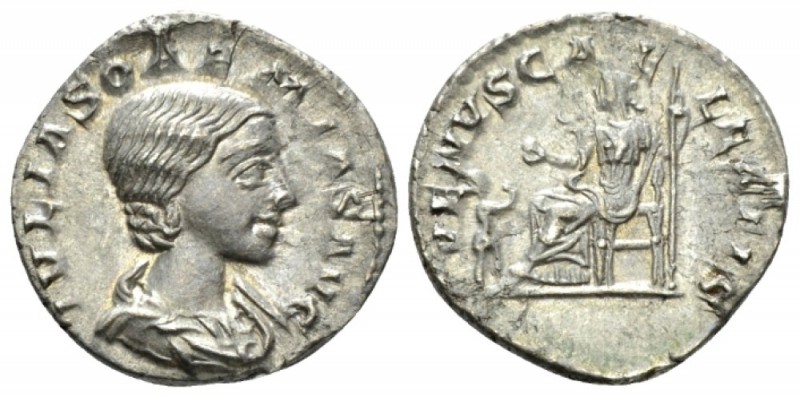 Julia Soemias, mother of Elagabalus Denarius Antioch circa 218-222, AR 18mm., 2....