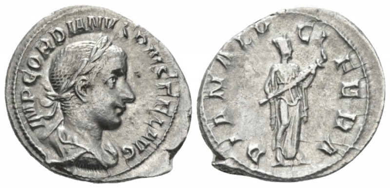 Gordian III, 238-244 Denarius circa 240, AR 21mm., 3.07g. Laureate, draped and c...