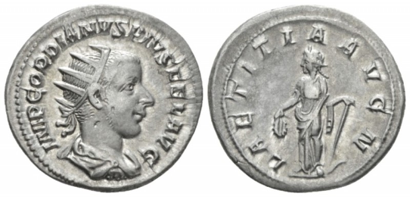 Gordian III, 238-244 Antoninianus circa 241-243, AR 23mm., 4.61g. Radiate, drape...