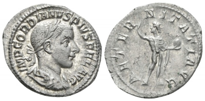 Gordian III, 238-244 Denarius 241-243, AR 21mm., 3.01g. Laureate, draped and cui...